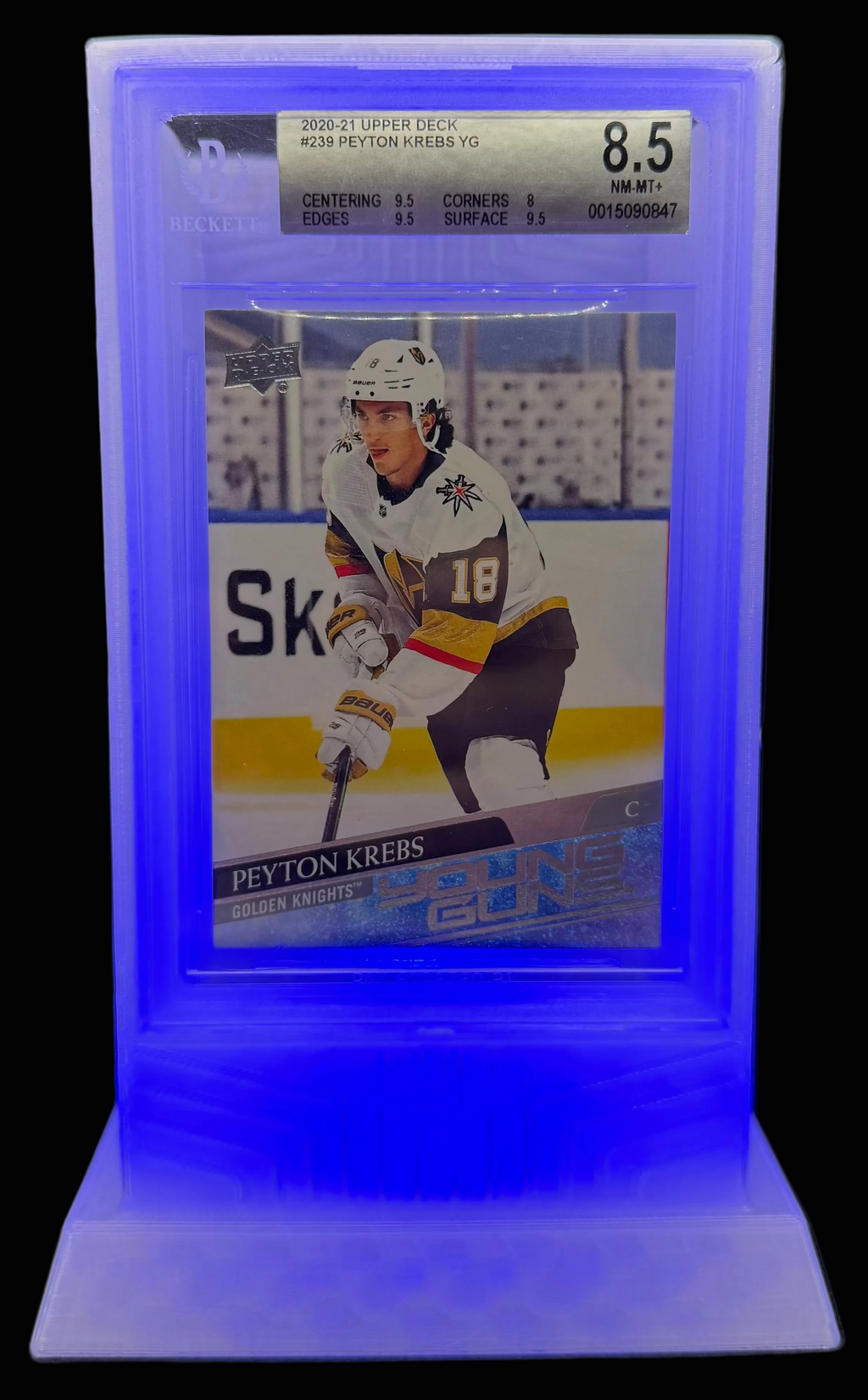 Lumint Onyx LED slab display for BGS (sports) in blue — front view