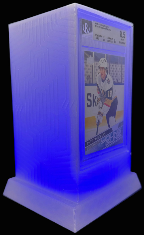 Lumint Onyx LED slab display for BGS (sports) in blue — right side view