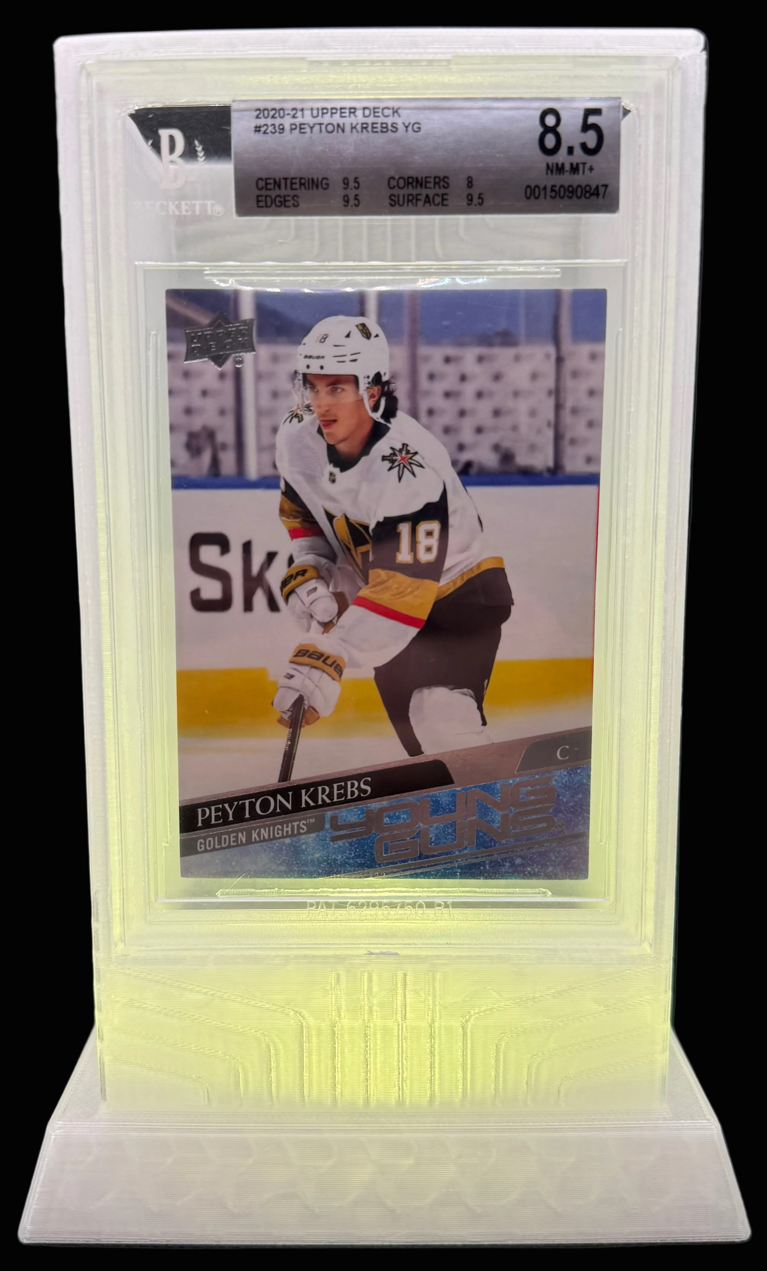 Lumint Onyx LED slab display for BGS (sports) in yellow — front view