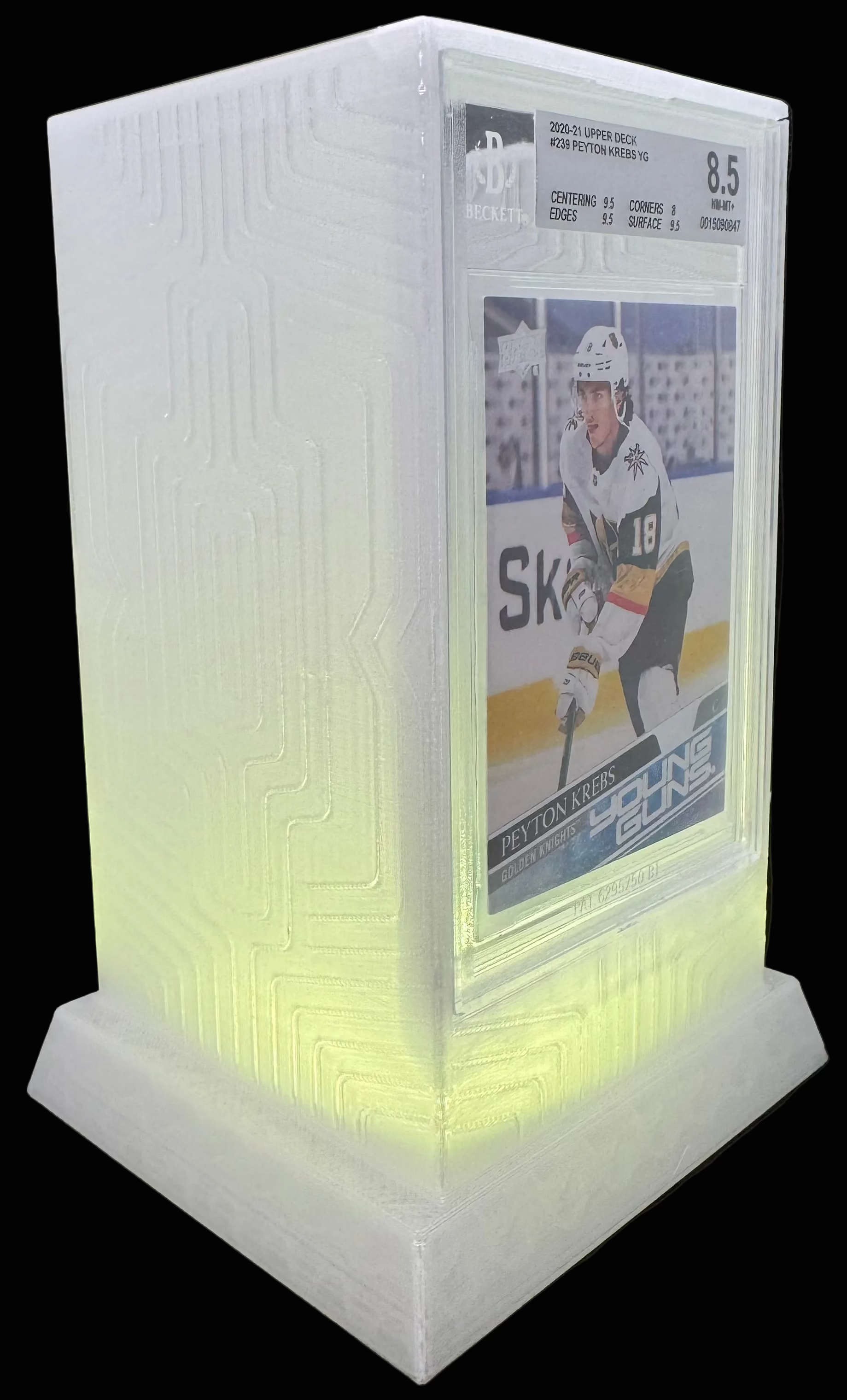 Lumint Onyx LED slab display for BGS (sports) in yellow — right side view