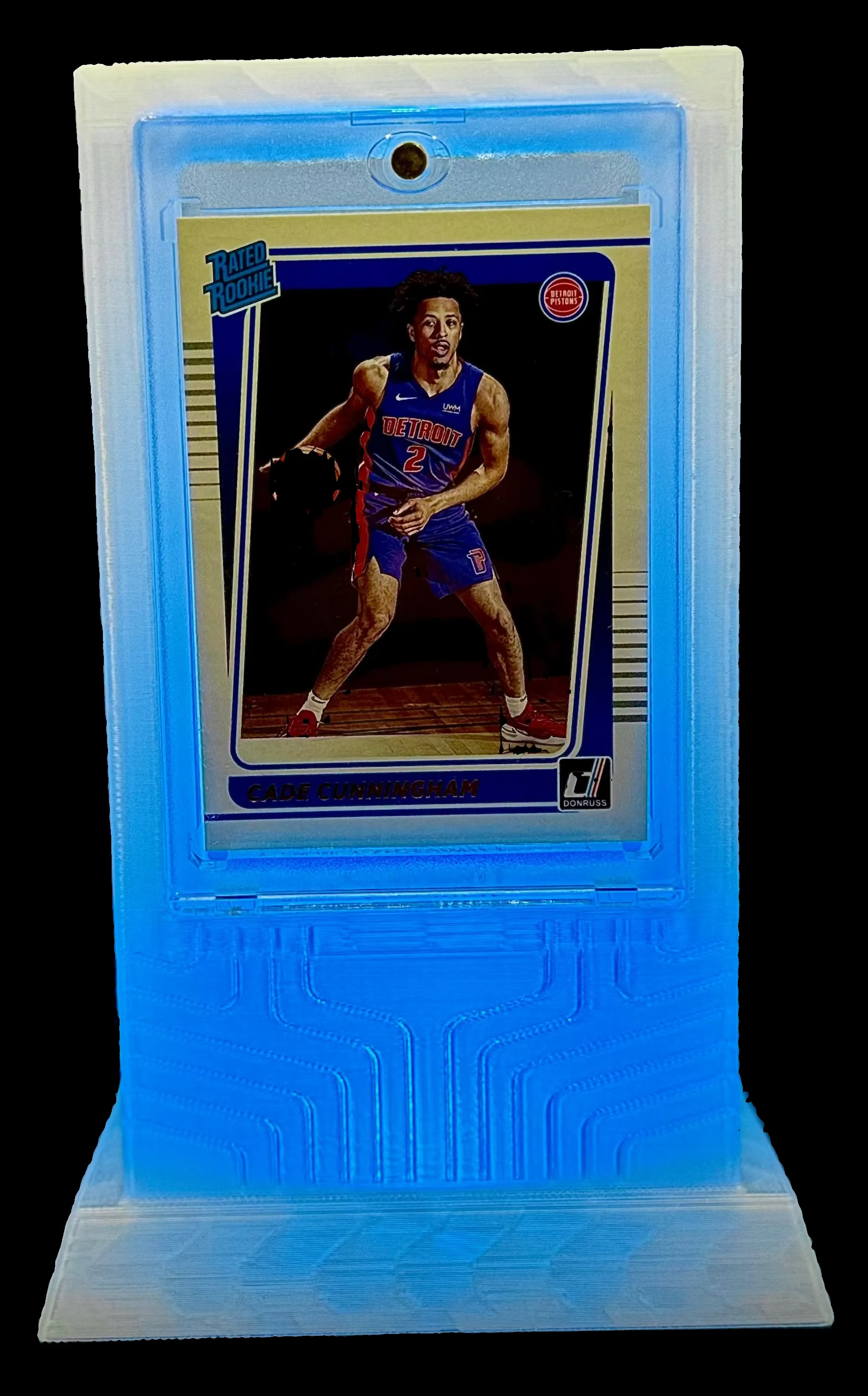 Lumint Onyx LED card display for One-Touch (sports) in blue — front view