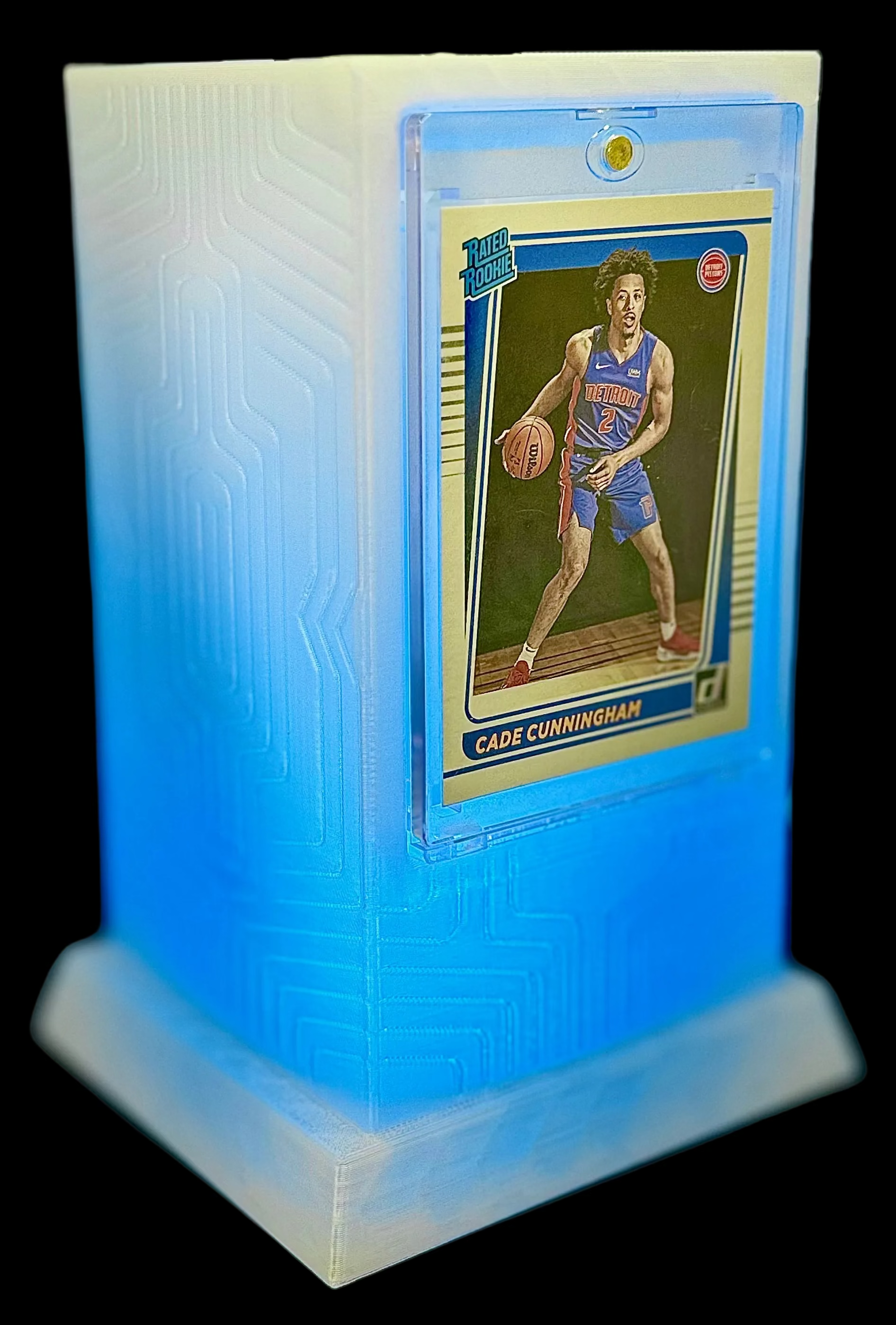 Lumint Onyx LED card display for One-Touch (sports) in blue — right side view