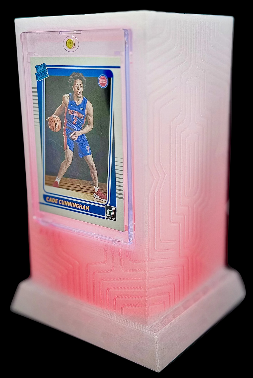 Lumint Onyx LED card display for One-Touch (sports) in red — left side view