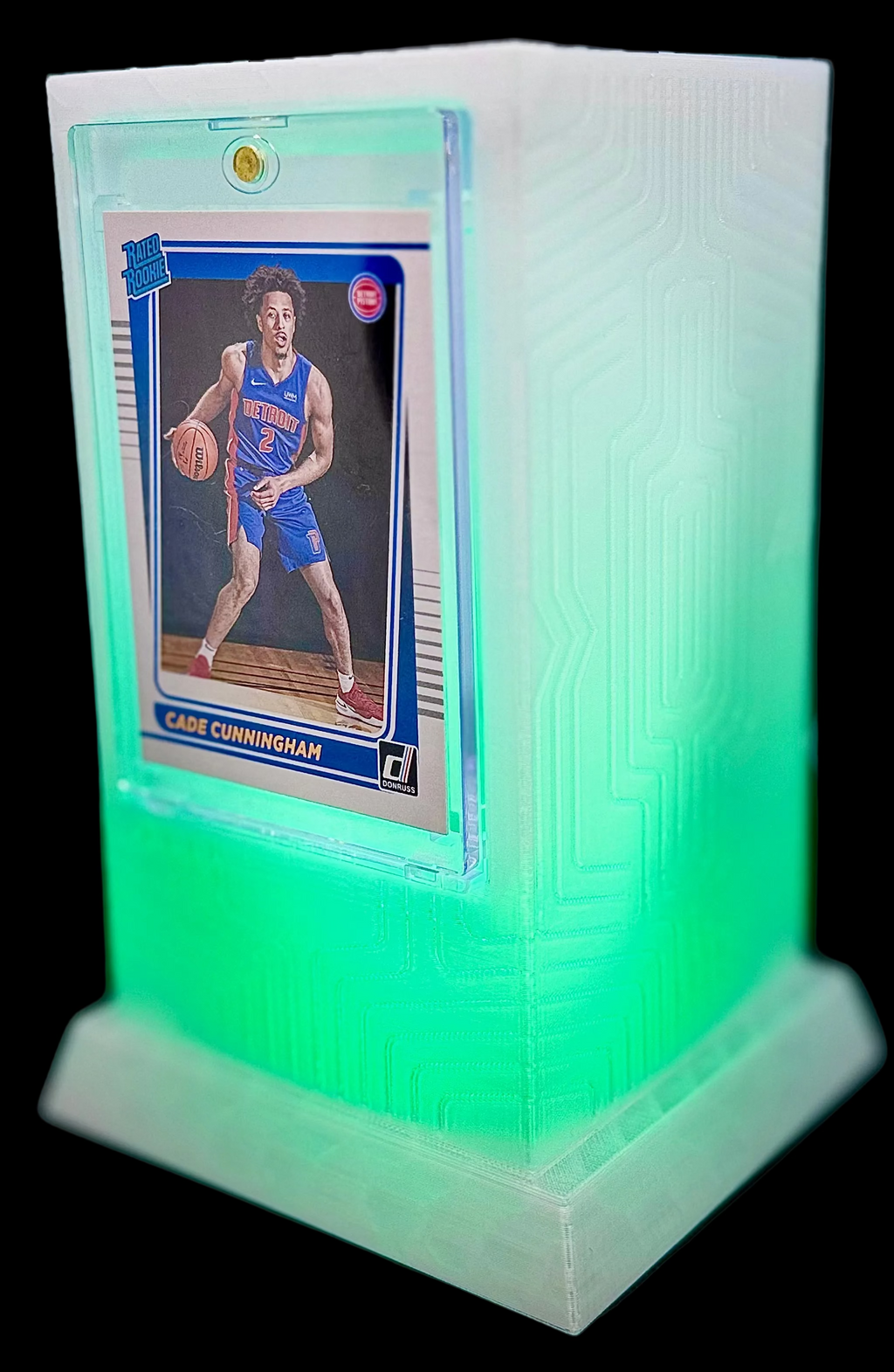 Lumint Onyx LED card display for One-Touch (sports) in green — left side view